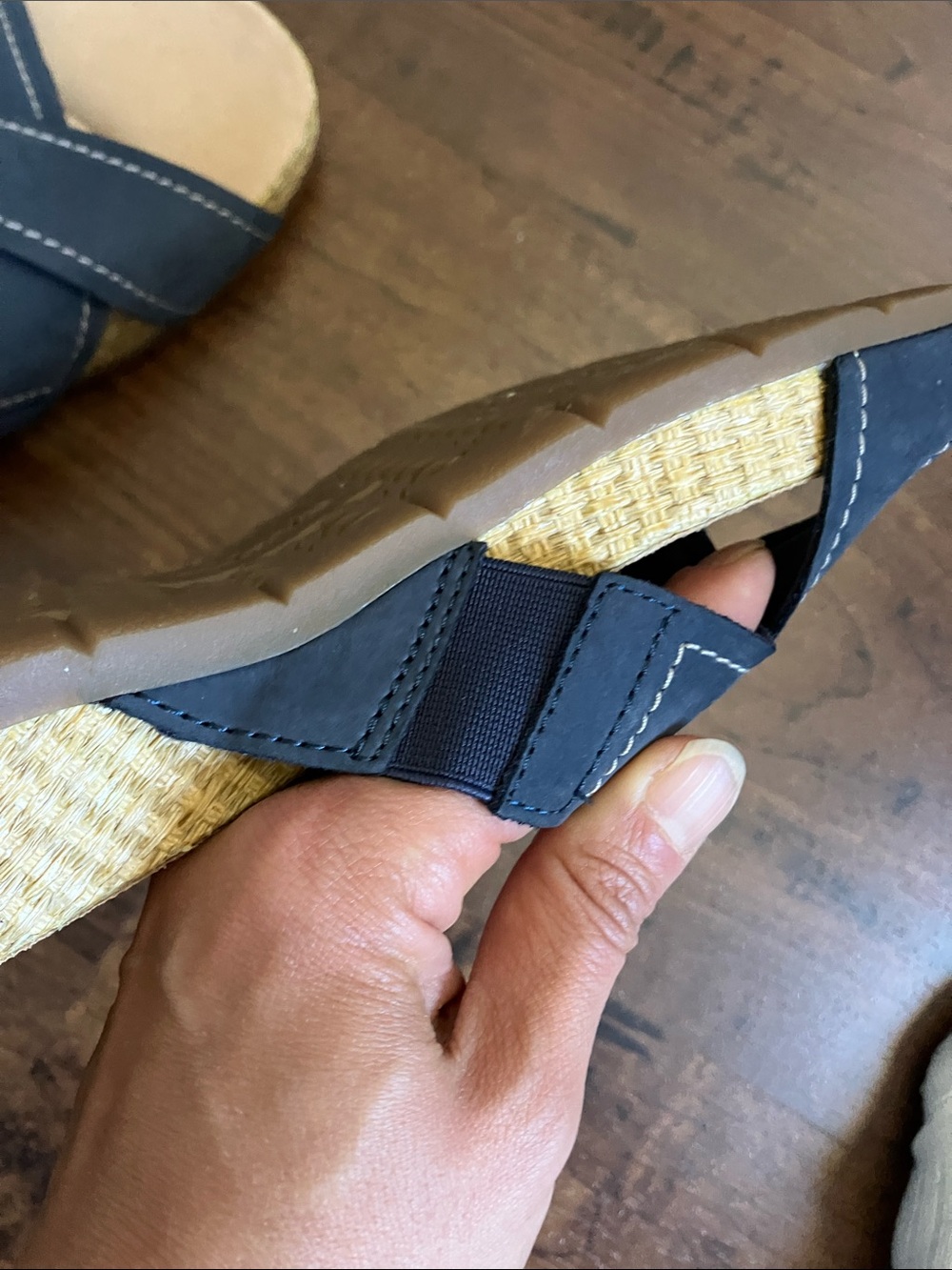 Clarks Collection Reileigh May leather sandals in navy blue size US 6 - Picture 7 of 8